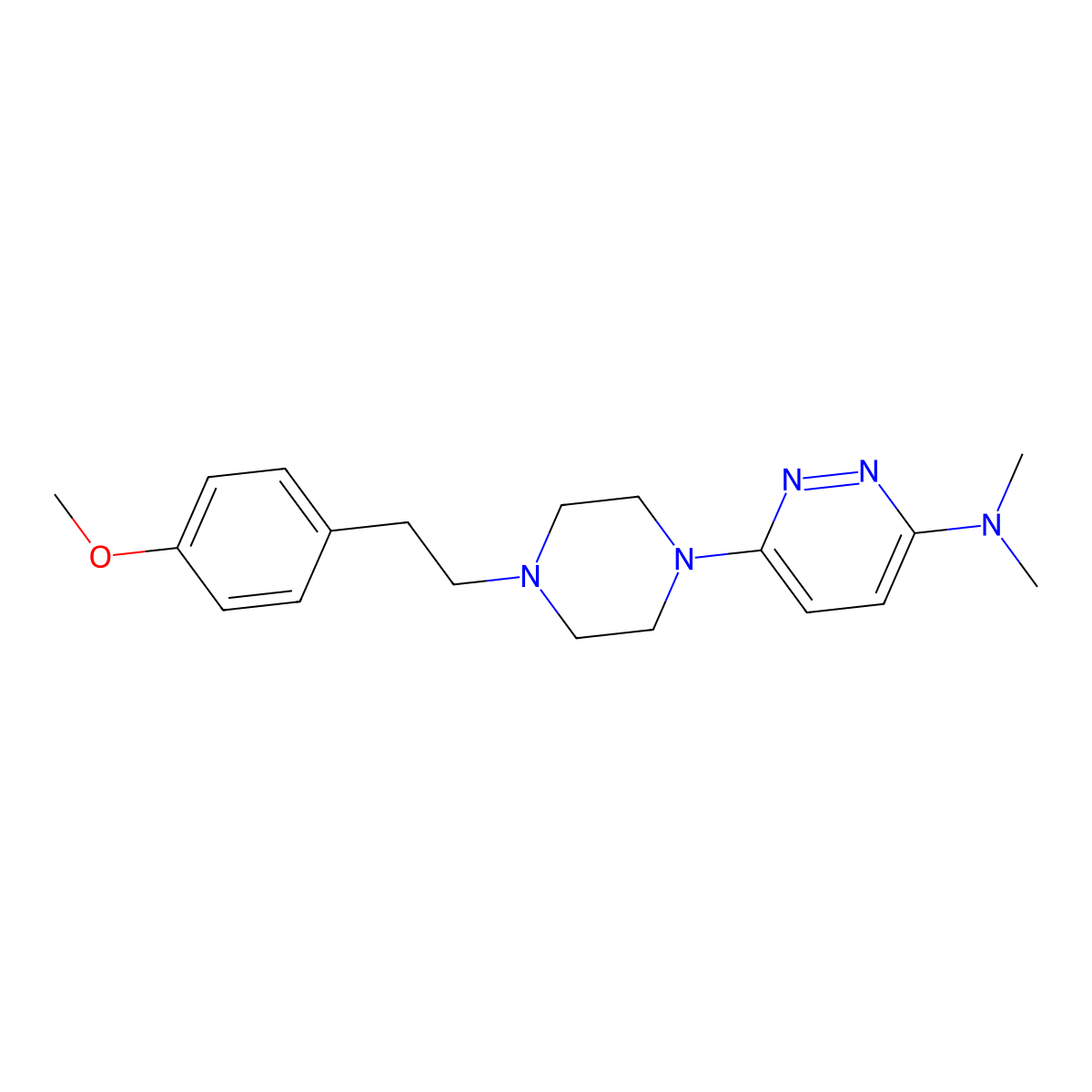 6-{4-[2-(4-methoxyphenyl)ethyl]piperazin-1-yl}-N,N-dimethylpyridazin-3-amine molecular structure, CAS 2640902-38-9
