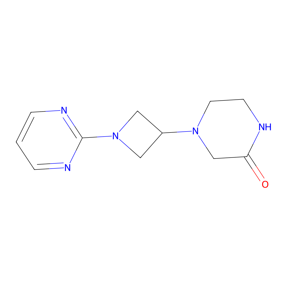 4-[1-(Pyrimidin-2-yl)azetidin-3-yl]piperazin-2-one molecular structure, CAS 2640902-42-5
