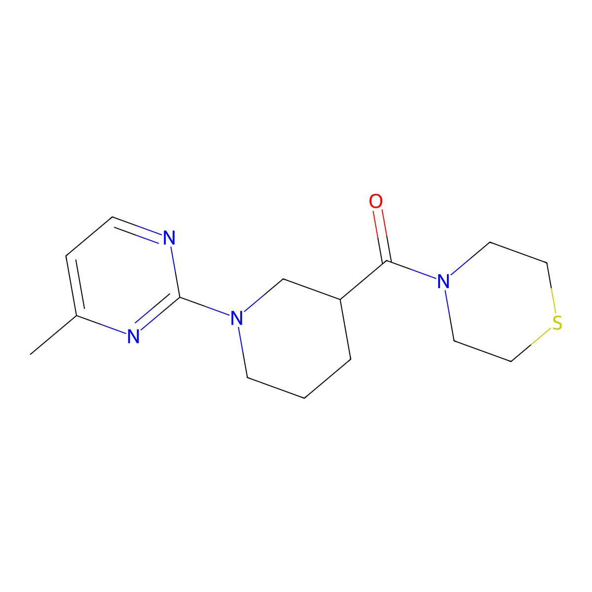 4-[1-(4-Methylpyrimidin-2-yl)piperidine-3-carbonyl]thiomorpholine molecular structure, CAS 2640902-45-8