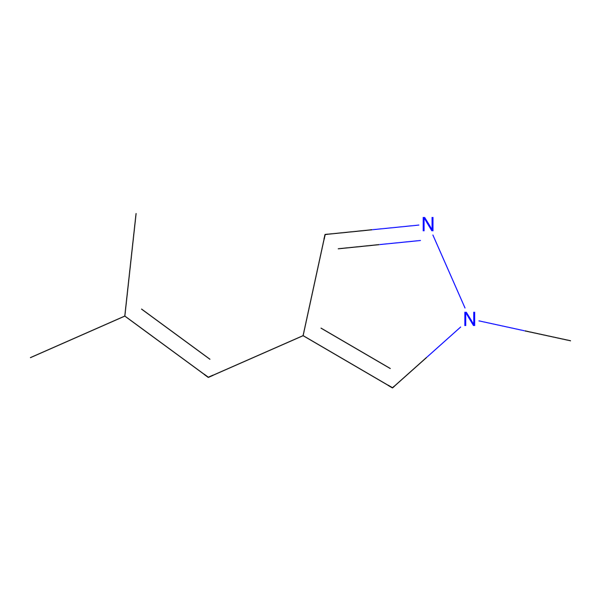 1-methyl-4-(2-methylprop-1-en-1-yl)-1H-pyrazole molecular structure, CAS 2640902-46-9
