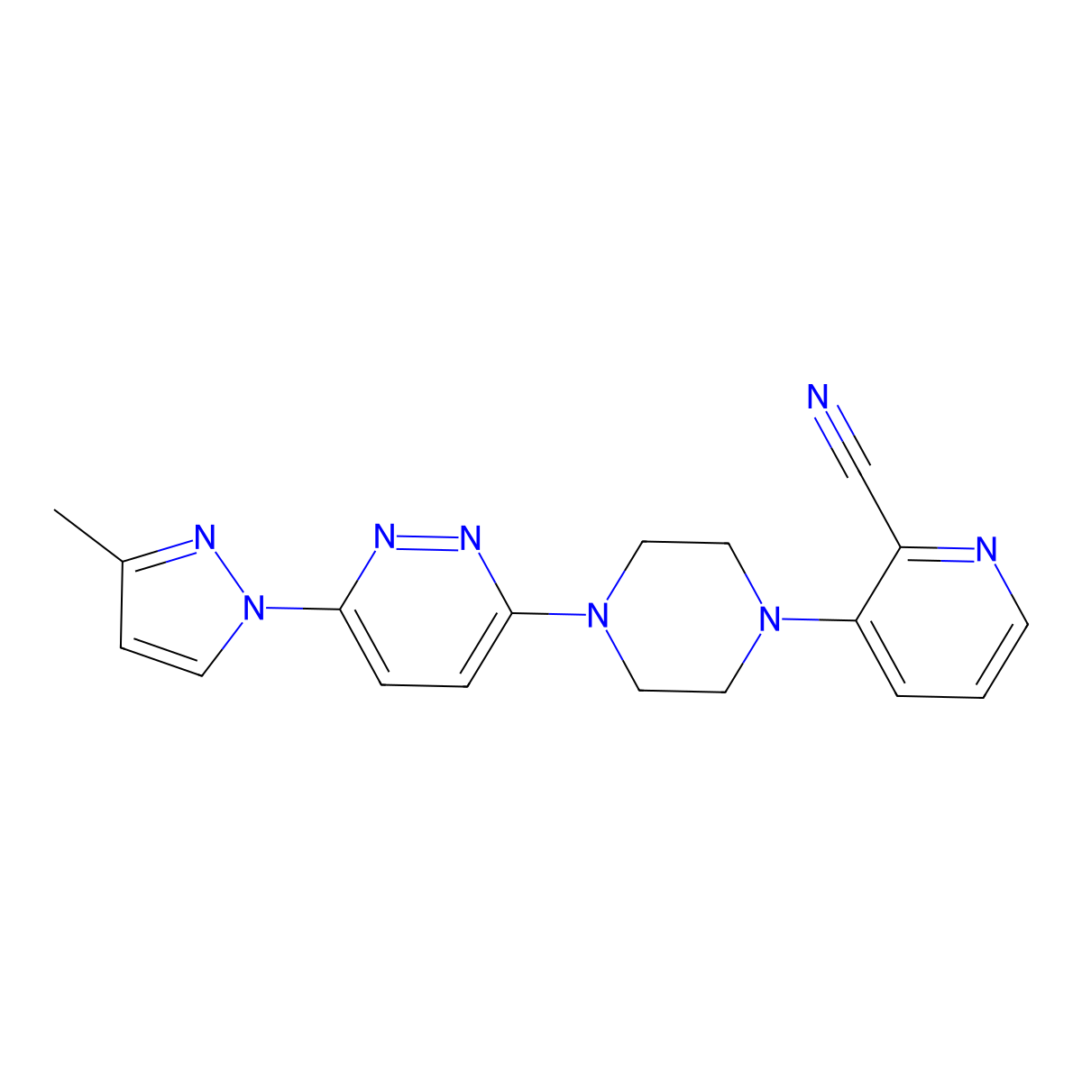 3-{4-[6-(3-methyl-1H-pyrazol-1-yl)pyridazin-3-yl]piperazin-1-yl}pyridine-2-carbonitrile molecular structure, CAS 2640902-48-1