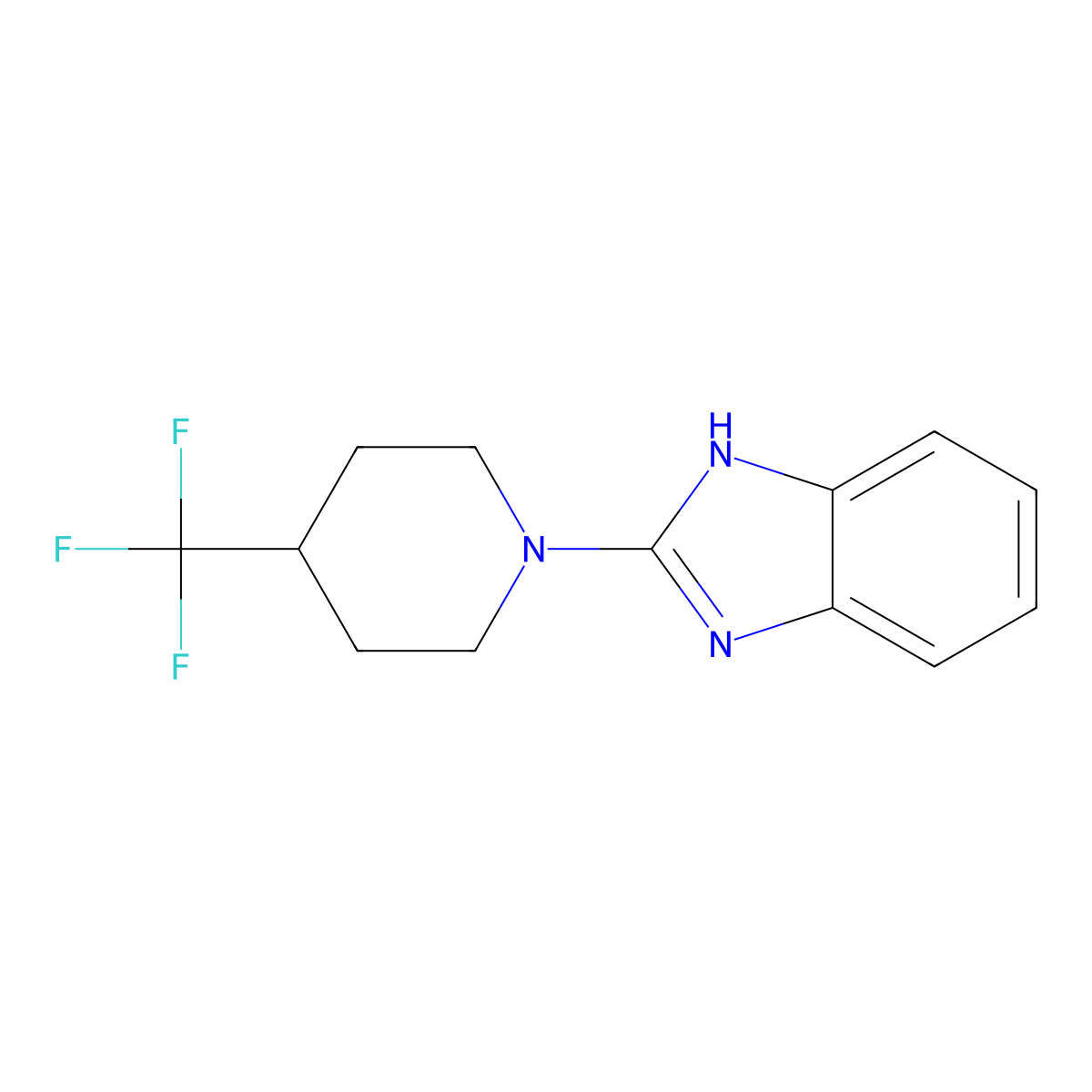 2-[4-(trifluoromethyl)piperidin-1-yl]-1H-1,3-benzodiazole molecular structure, CAS 2640902-53-8