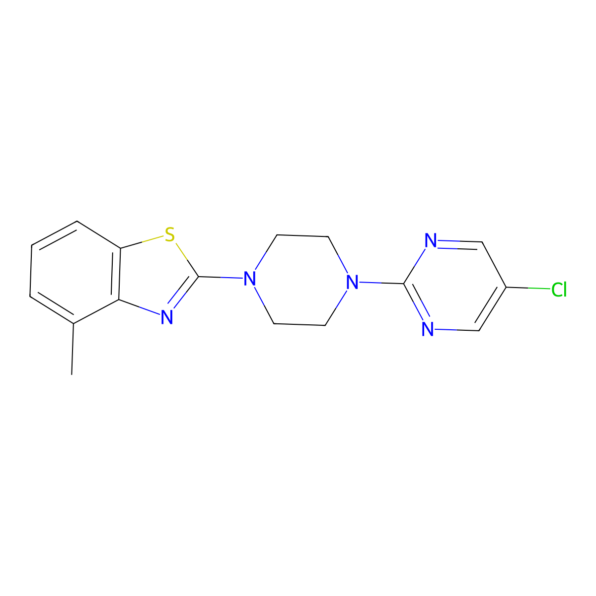 2-[4-(5-Chloropyrimidin-2-yl)piperazin-1-yl]-4-methyl-1,3-benzothiazole molecular structure, CAS 2640902-54-9