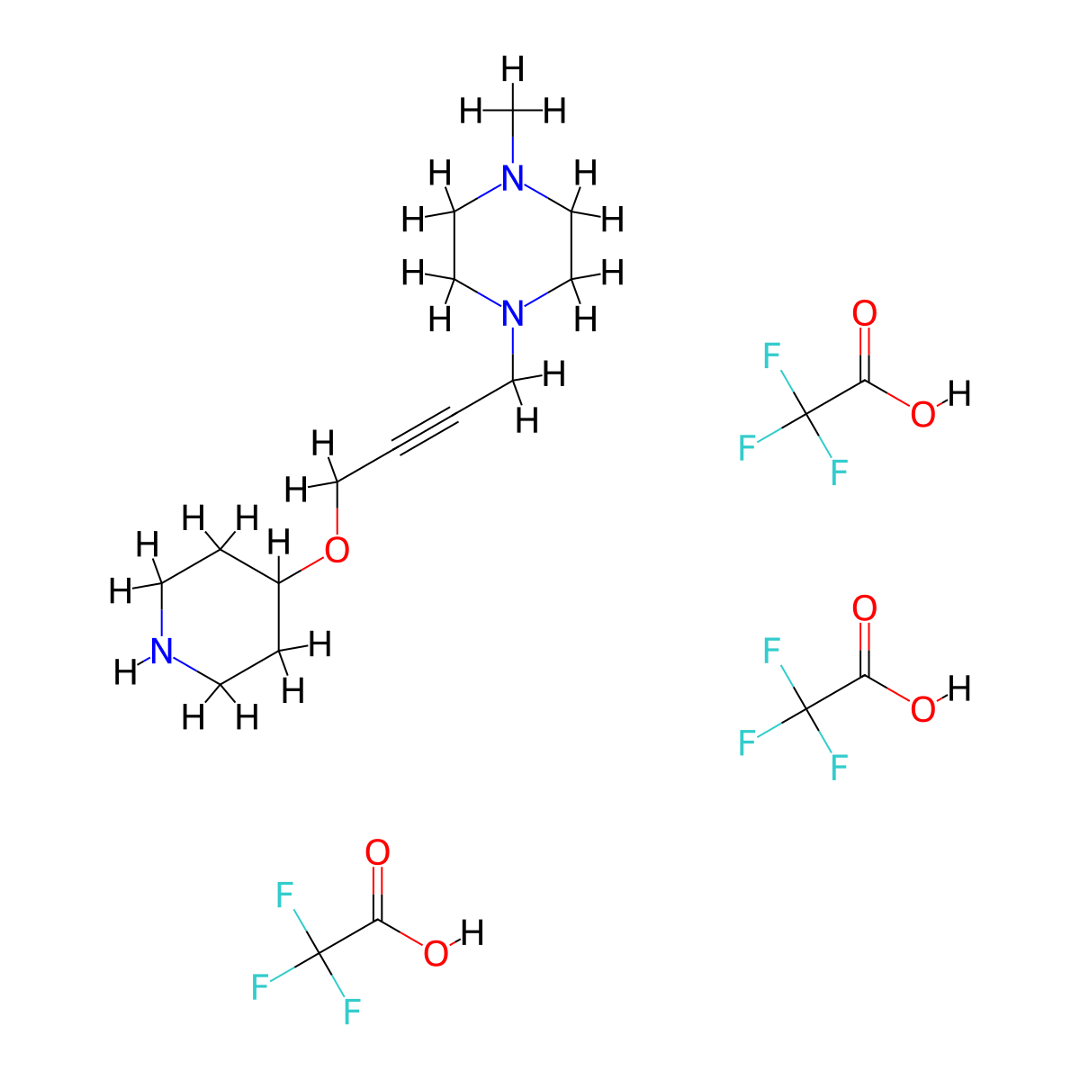 1-Methyl-4-[4-(piperidin-4-yloxy)but-2-yn-1-yl]piperazine; tris(trifluoroacetic acid) molecular structure, CAS 2640902-57-2