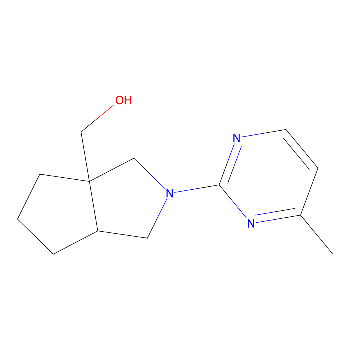 [2-(4-Methylpyrimidin-2-yl)-octahydrocyclopenta[c]pyrrol-3a-yl]methanol molecular structure, CAS 2640902-58-3