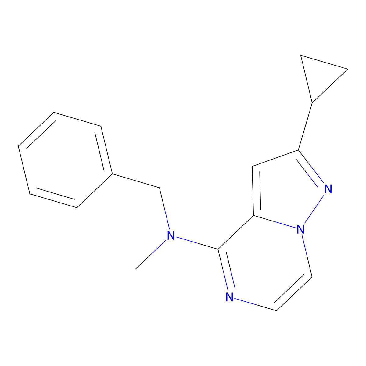 N-benzyl-2-cyclopropyl-N-methylpyrazolo[1,5-a]pyrazin-4-amine molecular structure, CAS 2640902-64-1