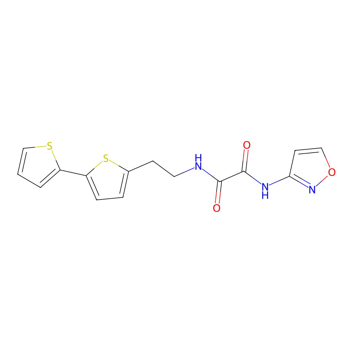 N-(2-{[2,2'-bithiophene]-5-yl}ethyl)-N'-(1,2-oxazol-3-yl)ethanediamide molecular structure, CAS 2640902-70-9
