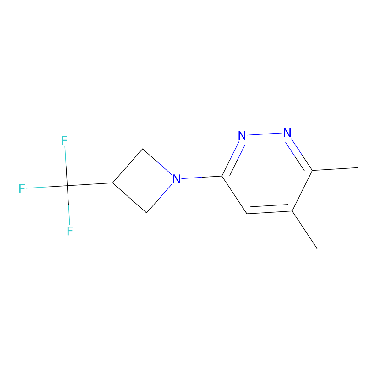 3,4-Dimethyl-6-[3-(trifluoromethyl)azetidin-1-yl]pyridazine molecular structure, CAS 2640902-72-1
