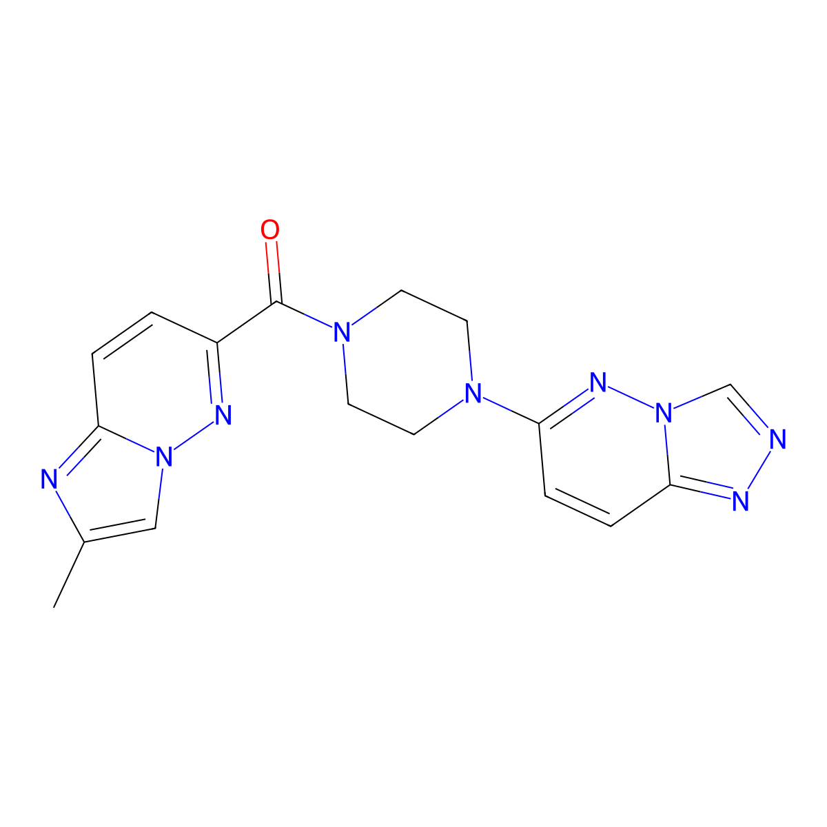 1-{2-Methylimidazo[1,2-b]pyridazine-6-carbonyl}-4-{[1,2,4]triazolo[4,3-b]pyridazin-6-yl}piperazine molecular structure, CAS 2640902-76-5