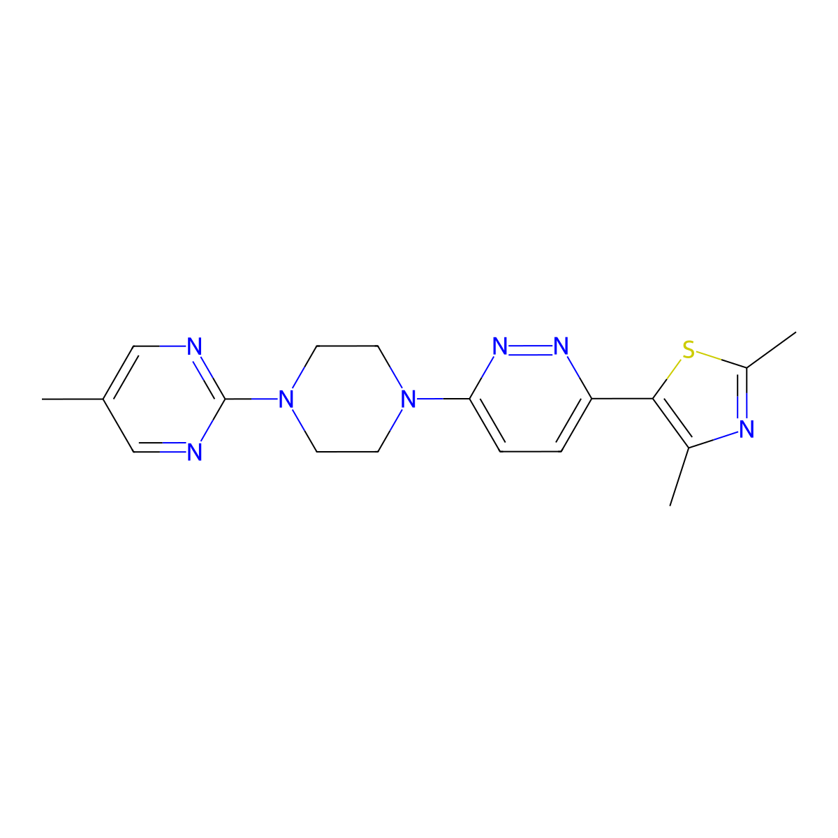 3-(2,4-Dimethyl-1,3-thiazol-5-yl)-6-[4-(5-methylpyrimidin-2-yl)piperazin-1-yl]pyridazine molecular structure, CAS 2640902-85-6