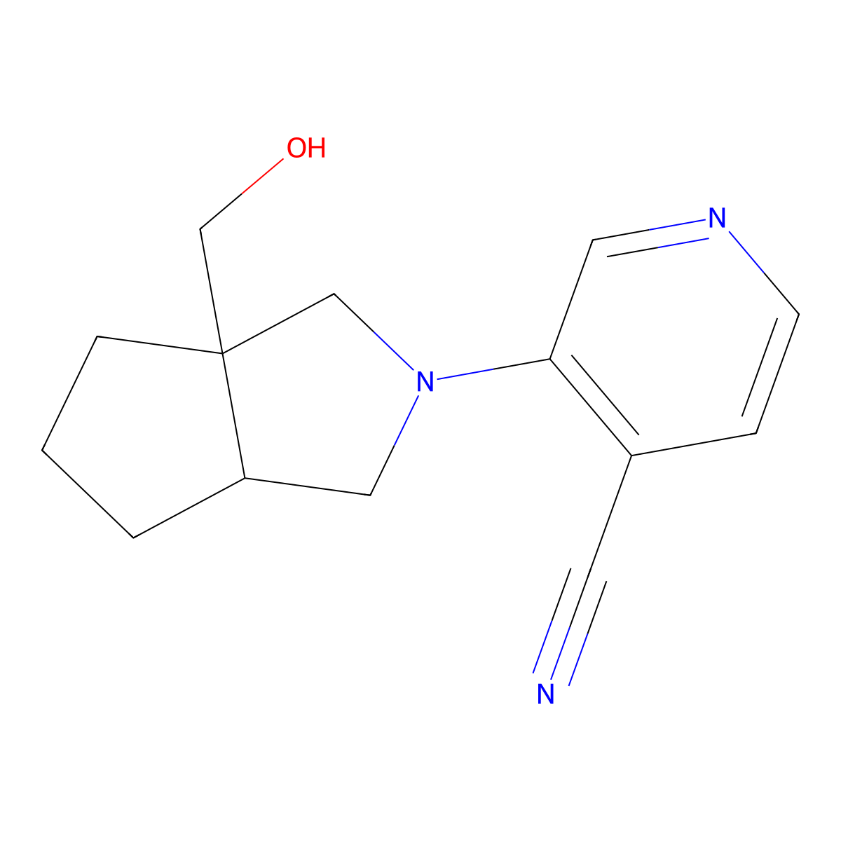 3-[3a-(Hydroxymethyl)-octahydrocyclopenta[c]pyrrol-2-yl]pyridine-4-carbonitrile molecular structure, CAS 2640902-87-8