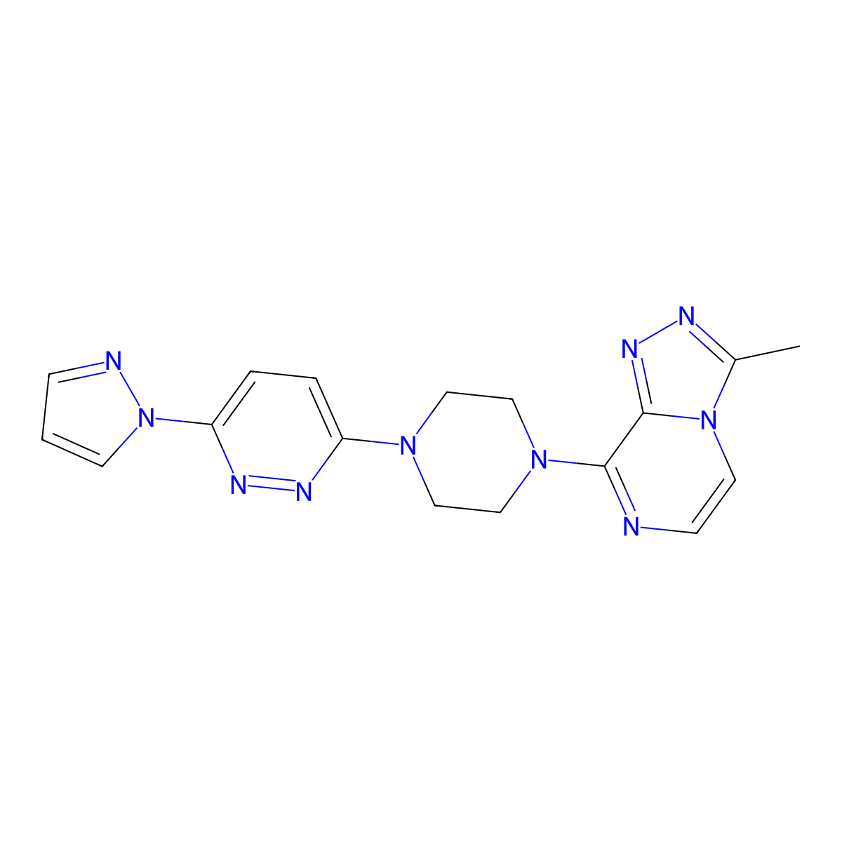 3-(4-{3-methyl-[1,2,4]triazolo[4,3-a]pyrazin-8-yl}piperazin-1-yl)-6-(1H-pyrazol-1-yl)pyridazine molecular structure, CAS 2640902-91-4