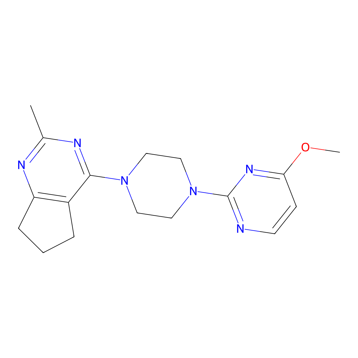 4-methoxy-2-(4-{2-methyl-5H,6H,7H-cyclopenta[d]pyrimidin-4-yl}piperazin-1-yl)pyrimidine molecular structure, CAS 2640902-93-6