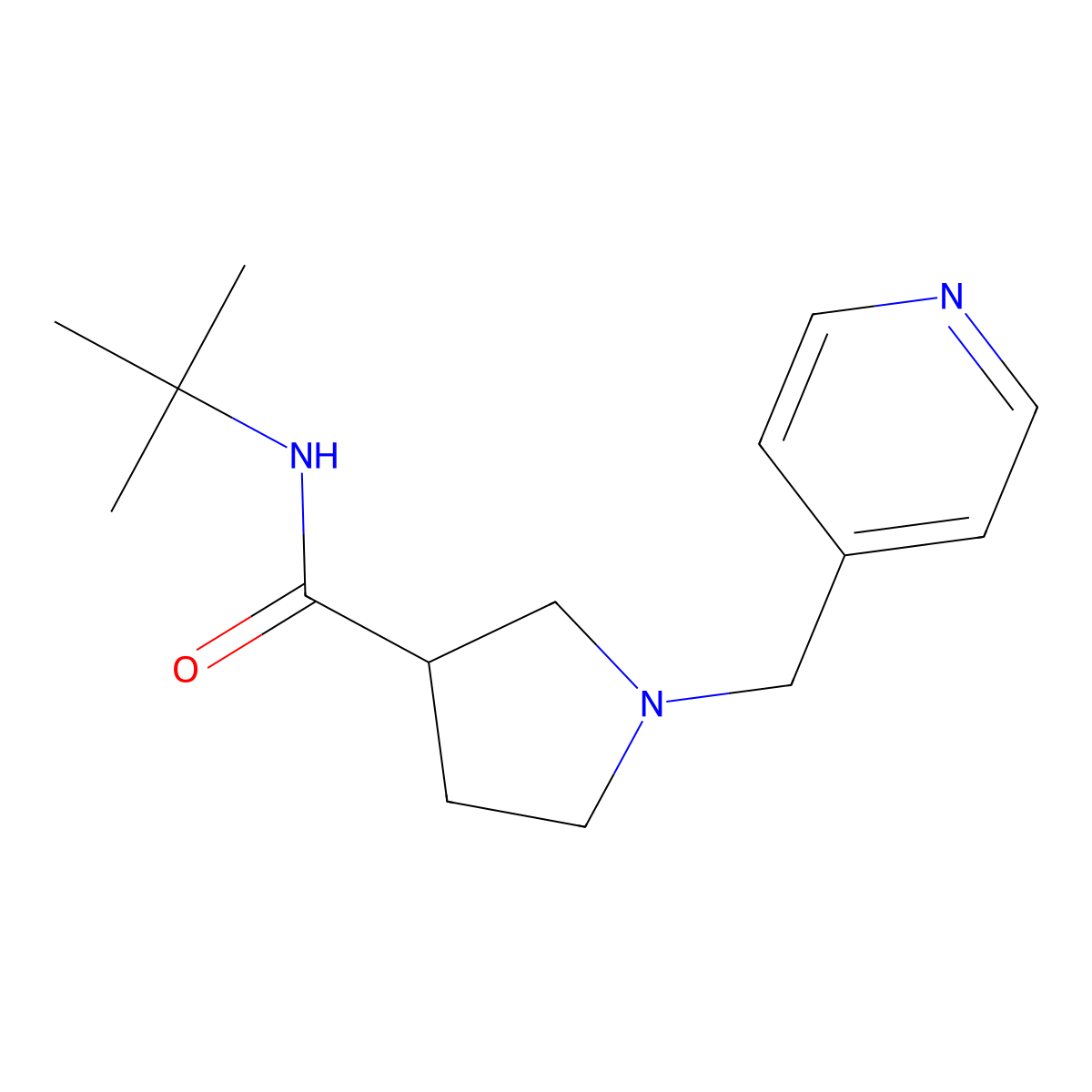 N-tert-butyl-1-[(pyridin-4-yl)methyl]pyrrolidine-3-carboxamide molecular structure, CAS 2640902-97-0