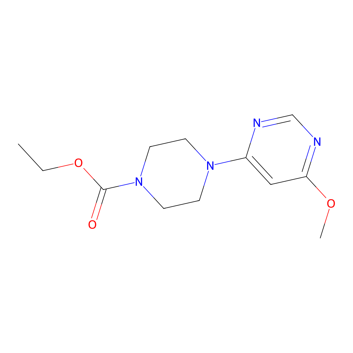 Ethyl 4-(6-methoxypyrimidin-4-yl)piperazine-1-carboxylate molecular structure, CAS 2640902-98-1