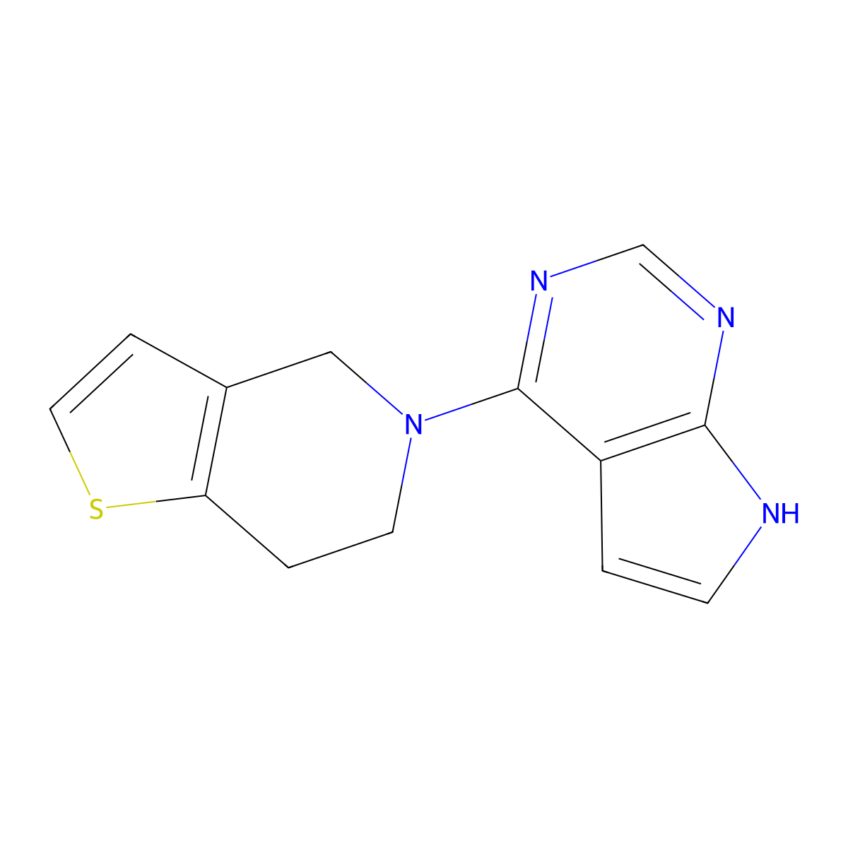 4-{4H,5H,6H,7H-thieno[3,2-c]pyridin-5-yl}-7H-pyrrolo[2,3-d]pyrimidine molecular structure, CAS 2640902-99-2