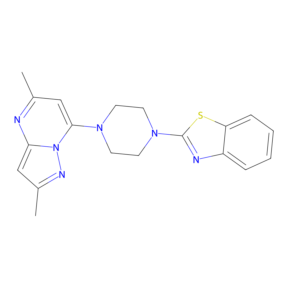 2-(4-{2,5-Dimethylpyrazolo[1,5-a]pyrimidin-7-yl}piperazin-1-yl)-1,3-benzothiazole molecular structure, CAS 2640903-10-0