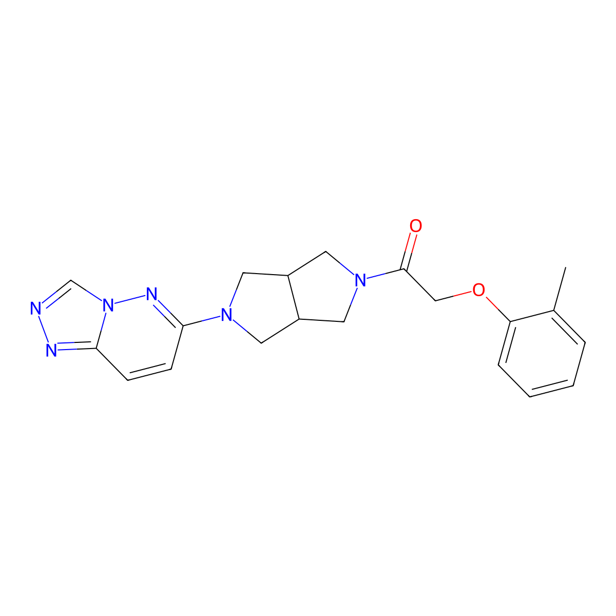 2-(2-Methylphenoxy)-1-(5-{[1,2,4]triazolo[4,3-b]pyridazin-6-yl}-octahydropyrrolo[3,4-c]pyrrol-2-yl)ethan-1-one molecular structure, CAS 2640903-16-6