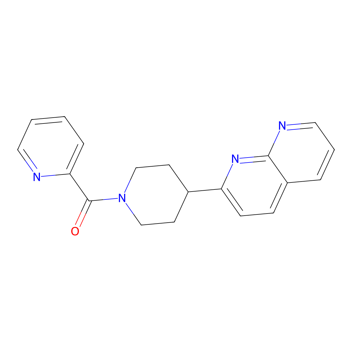 2-[1-(Pyridine-2-carbonyl)piperidin-4-yl]-1,8-naphthyridine molecular structure, CAS 2640903-24-6