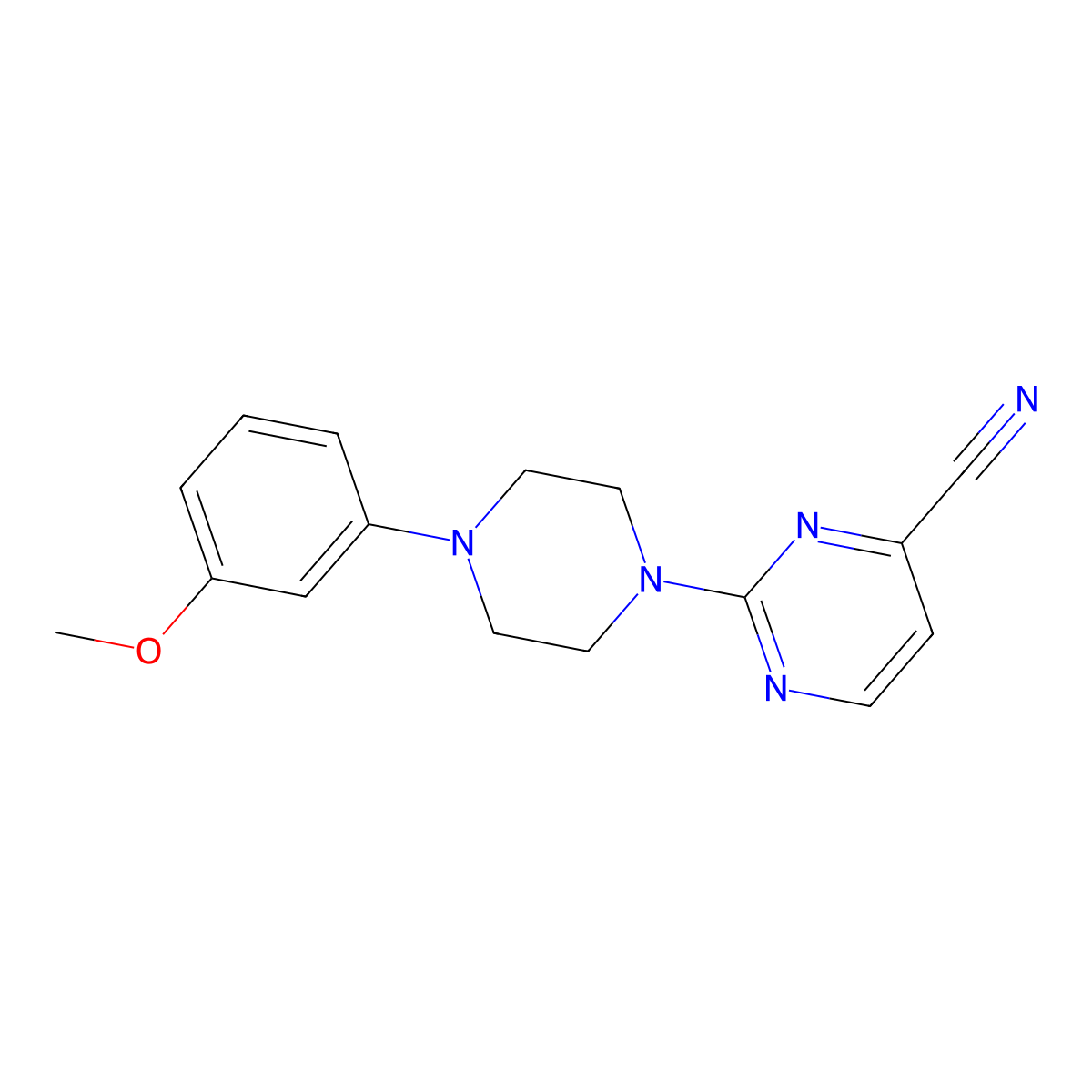 2-[4-(3-Methoxyphenyl)piperazin-1-yl]pyrimidine-4-carbonitrile molecular structure, CAS 2640903-28-0