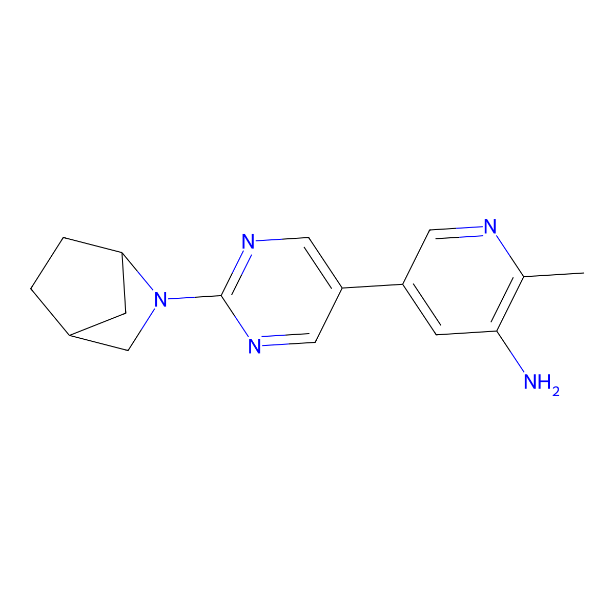 5-(2-{2-Azabicyclo[2.2.1]heptan-2-yl}pyrimidin-5-yl)-2-methylpyridin-3-amine molecular structure, CAS 2640903-30-4