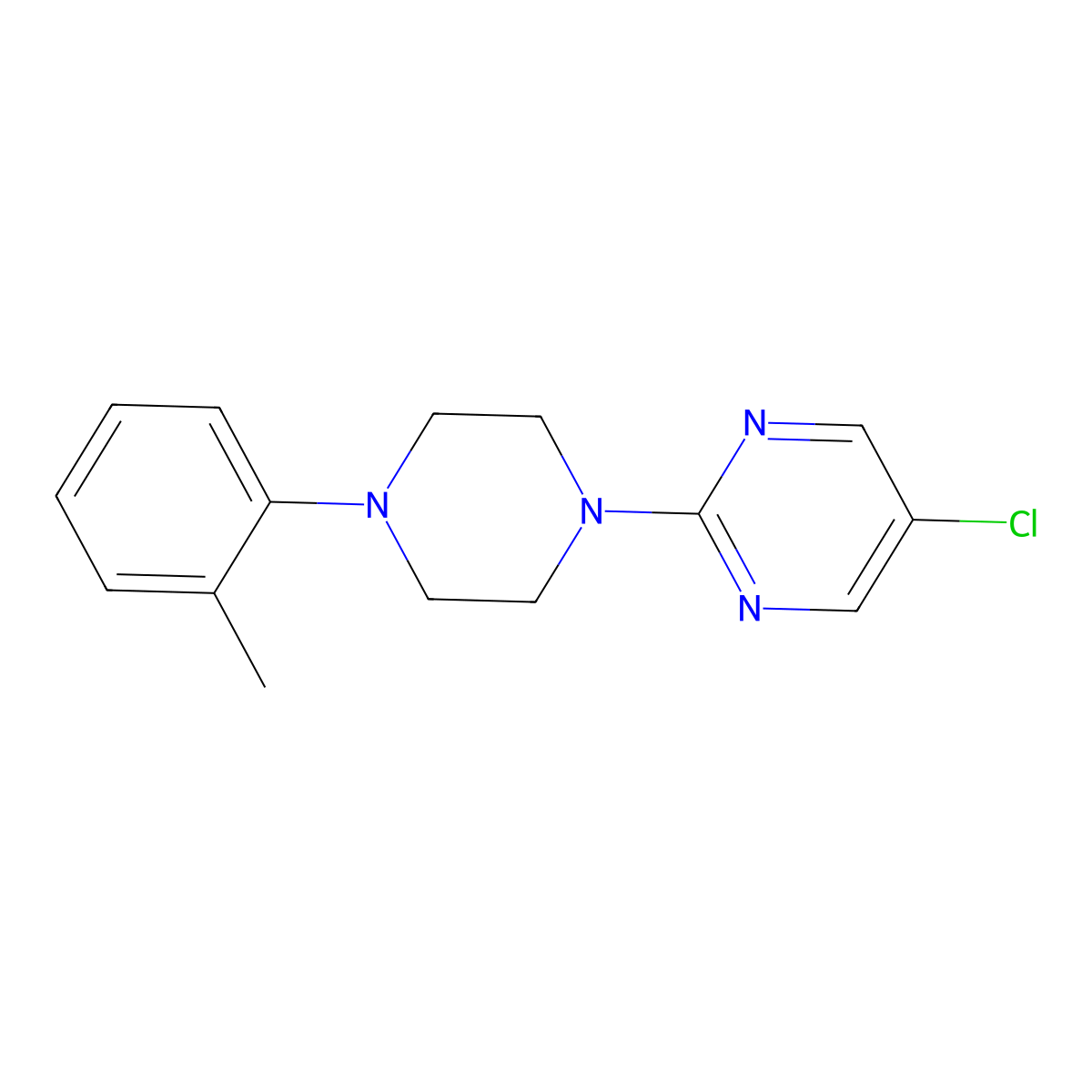 5-Chloro-2-[4-(2-methylphenyl)piperazin-1-yl]pyrimidine molecular structure, CAS 2640903-31-5