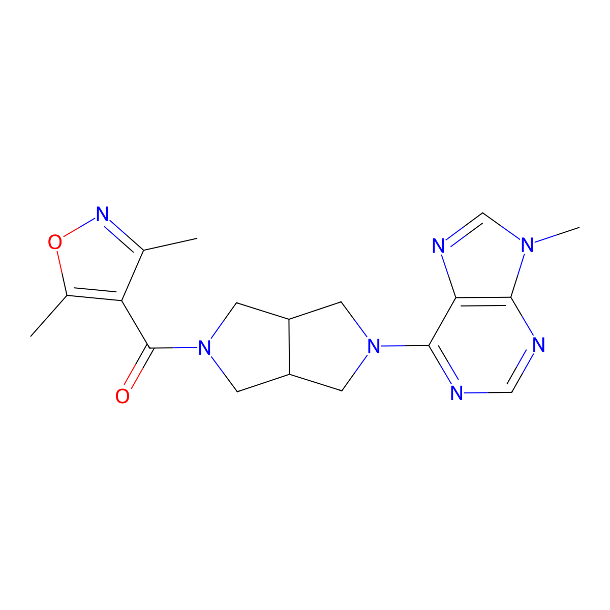 6-[5-(3,5-dimethyl-1,2-oxazole-4-carbonyl)-octahydropyrrolo[3,4-c]pyrrol-2-yl]-9-methyl-9H-purine molecular structure, CAS 2640903-36-0