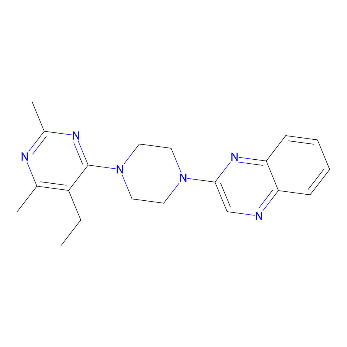 2-[4-(5-Ethyl-2,6-dimethylpyrimidin-4-yl)piperazin-1-yl]quinoxaline molecular structure, CAS 2640903-42-8