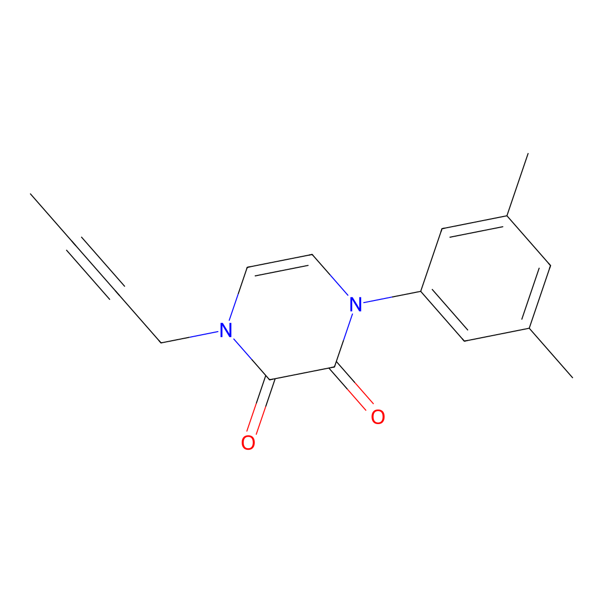 1-(But-2-yn-1-yl)-4-(3,5-dimethylphenyl)-1,2,3,4-tetrahydropyrazine-2,3-dione molecular structure, CAS 2640903-49-5