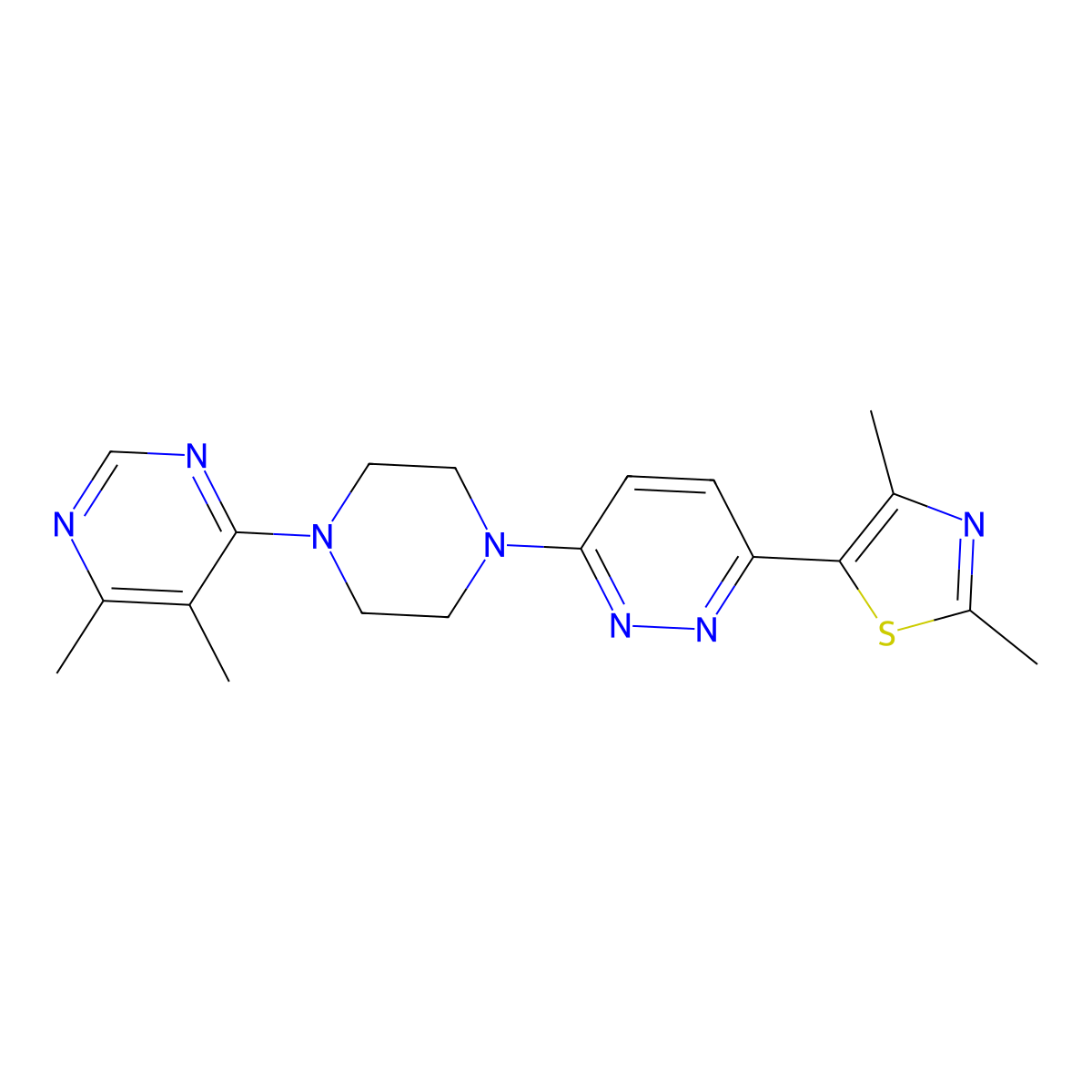 4-{4-[6-(2,4-Dimethyl-1,3-thiazol-5-yl)pyridazin-3-yl]piperazin-1-yl}-5,6-dimethylpyrimidine molecular structure, CAS 2640903-60-0