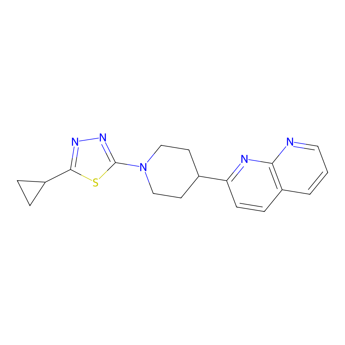 2-[1-(5-Cyclopropyl-1,3,4-thiadiazol-2-yl)piperidin-4-yl]-1,8-naphthyridine molecular structure, CAS 2640903-66-6