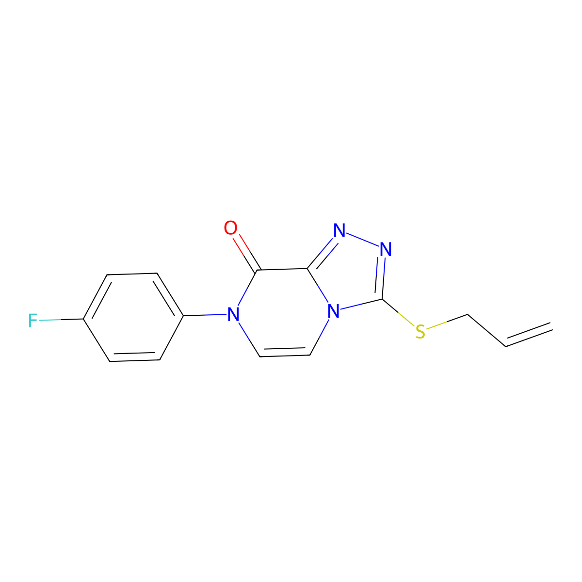 7-(4-fluorophenyl)-3-(prop-2-en-1-ylsulfanyl)-7H,8H-[1,2,4]triazolo[4,3-a]pyrazin-8-one molecular structure, CAS 2640903-71-3