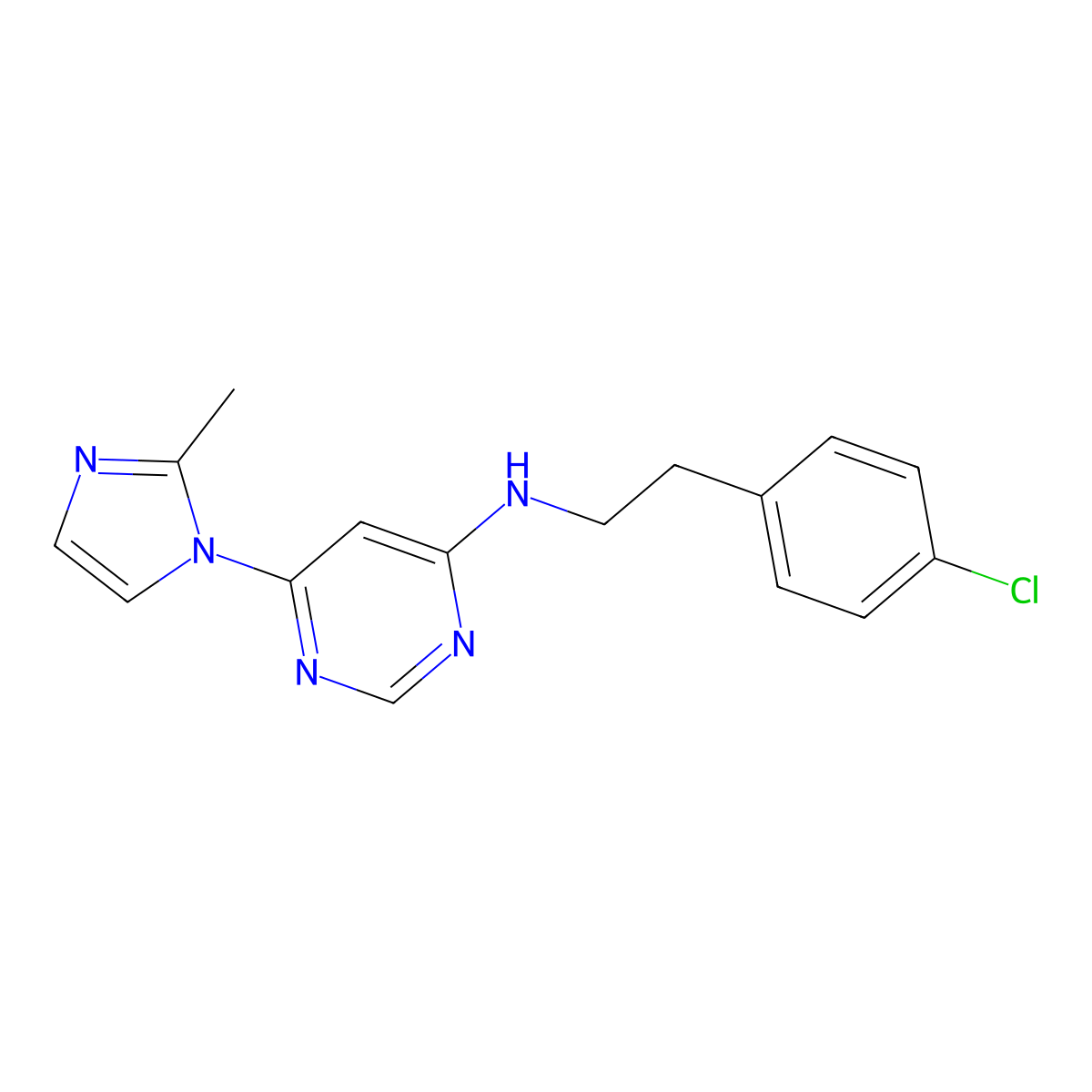 N-[2-(4-chlorophenyl)ethyl]-6-(2-methyl-1H-imidazol-1-yl)pyrimidin-4-amine molecular structure, CAS 2640903-73-5