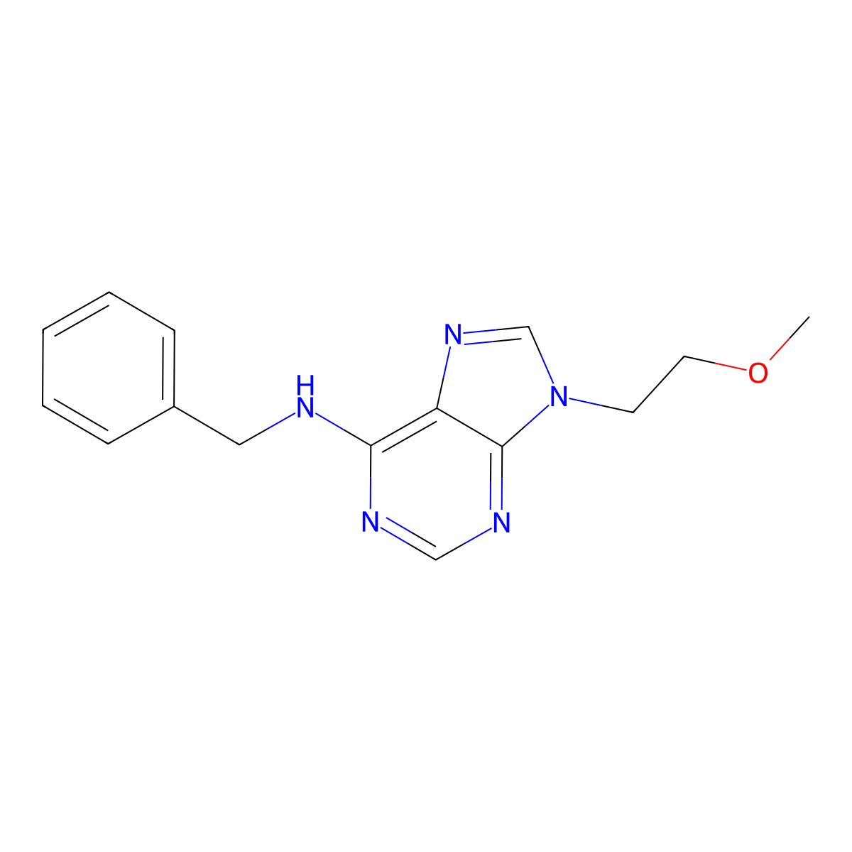 N-benzyl-9-(2-methoxyethyl)-9H-purin-6-amine molecular structure, CAS 2640903-84-8