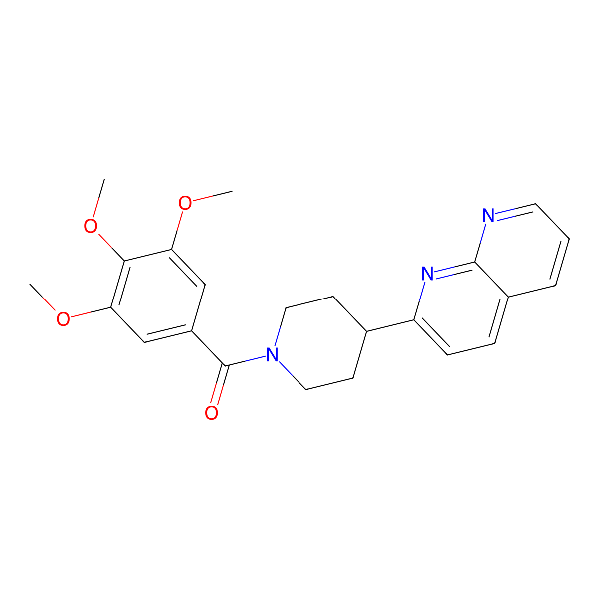 2-[1-(3,4,5-Trimethoxybenzoyl)piperidin-4-yl]-1,8-naphthyridine molecular structure, CAS 2640903-88-2