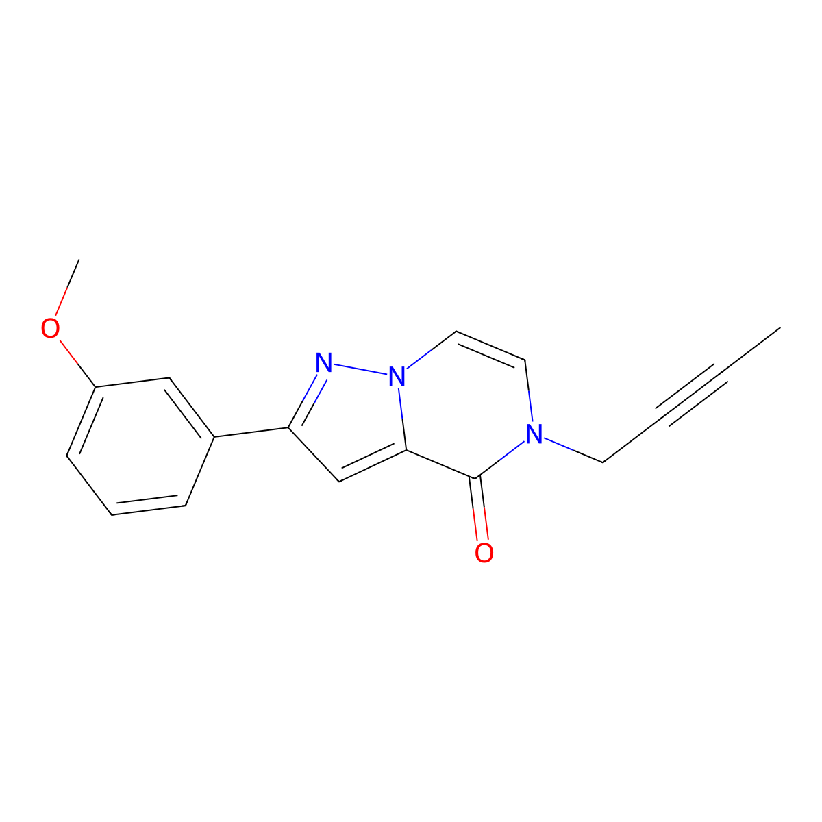 5-(but-2-yn-1-yl)-2-(3-methoxyphenyl)-4H,5H-pyrazolo[1,5-a]pyrazin-4-one molecular structure, CAS 2640934-22-9