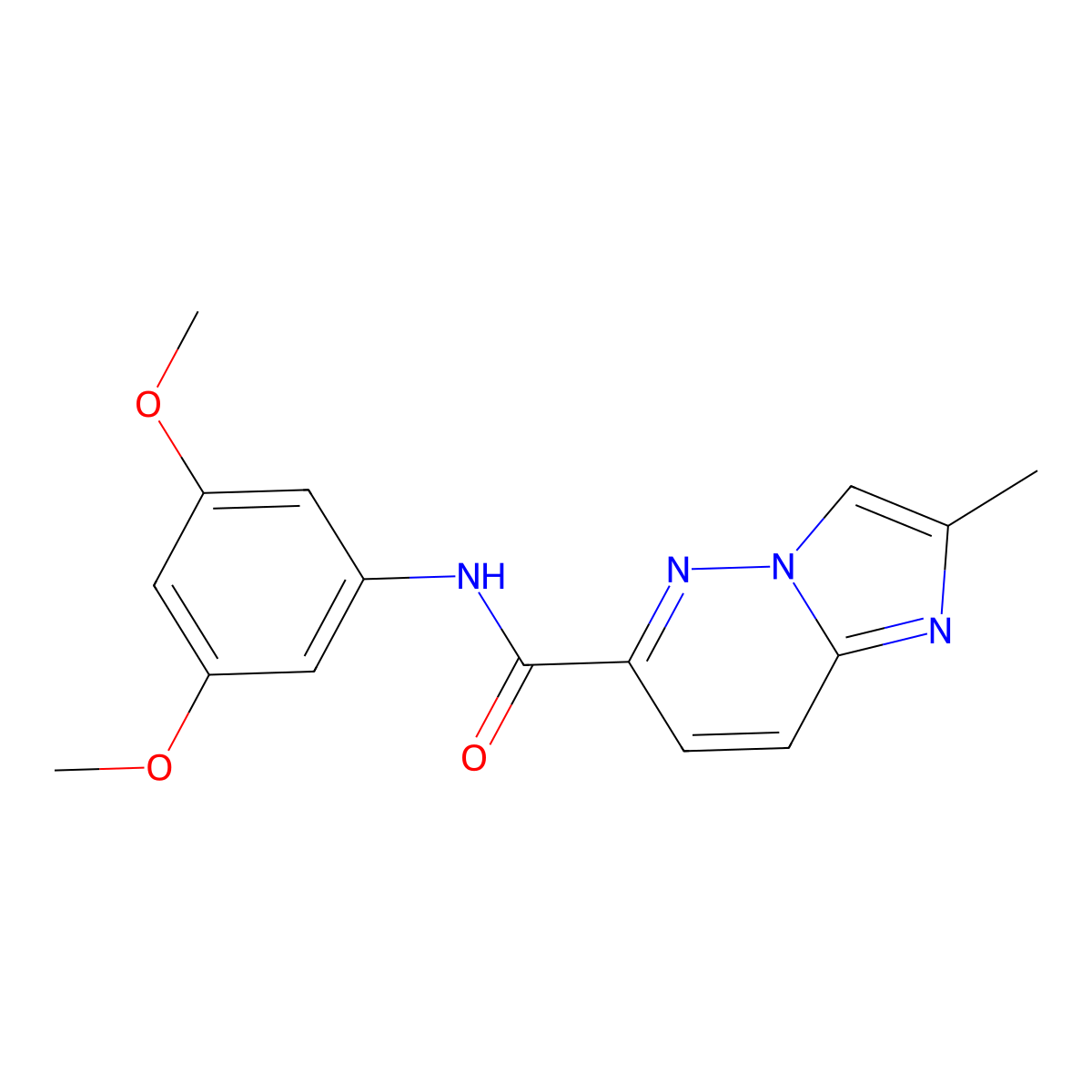 N-(3,5-dimethoxyphenyl)-2-methylimidazo[1,2-b]pyridazine-6-carboxamide molecular structure, CAS 2640934-23-0