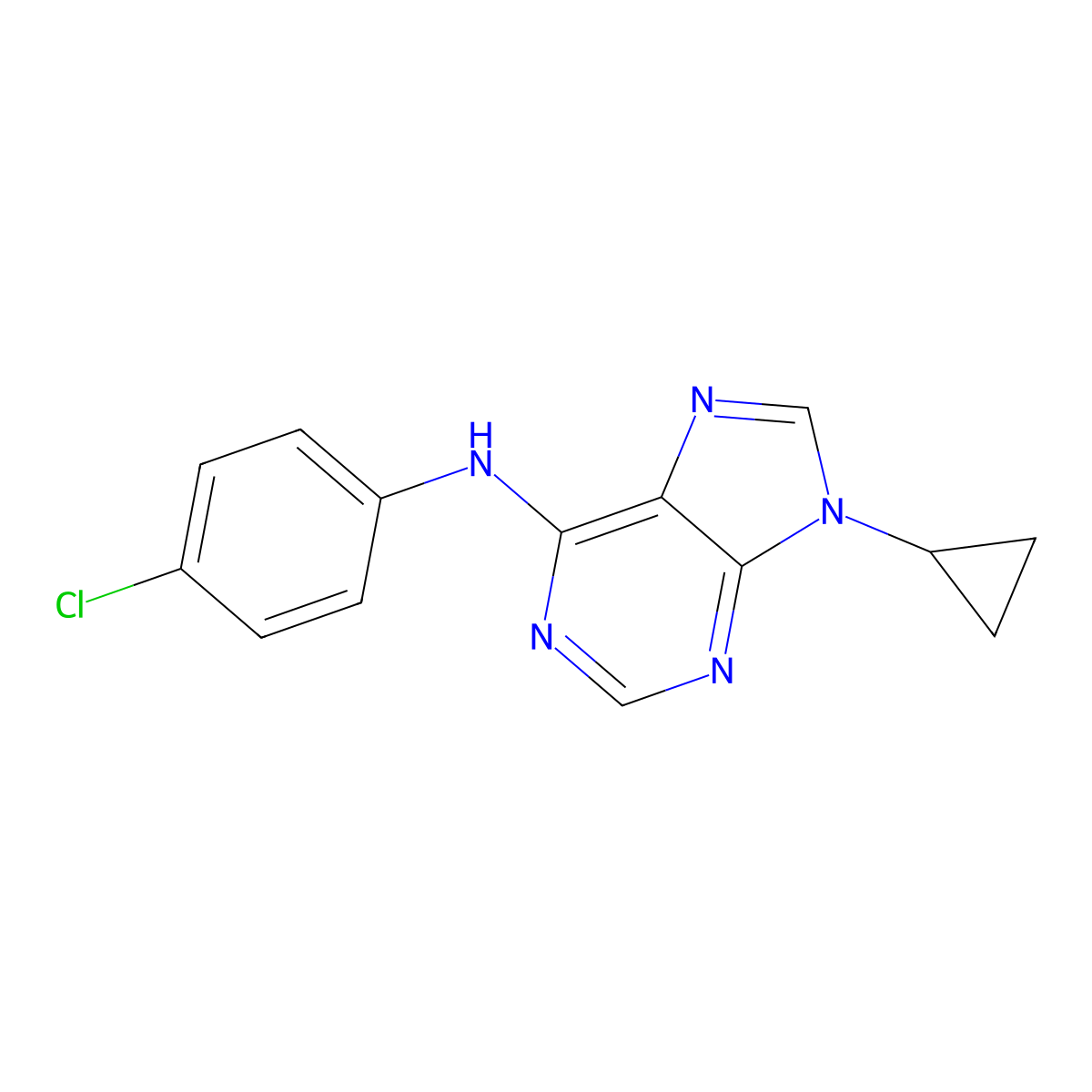 N-(4-chlorophenyl)-9-cyclopropyl-9H-purin-6-amine molecular structure, CAS 2640934-27-4