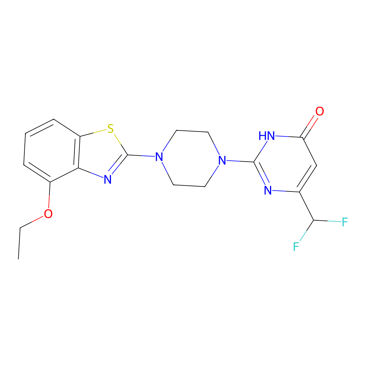 6-(Difluoromethyl)-2-[4-(4-ethoxy-1,3-benzothiazol-2-yl)piperazin-1-yl]-3,4-dihydropyrimidin-4-one molecular structure, CAS 2640934-29-6