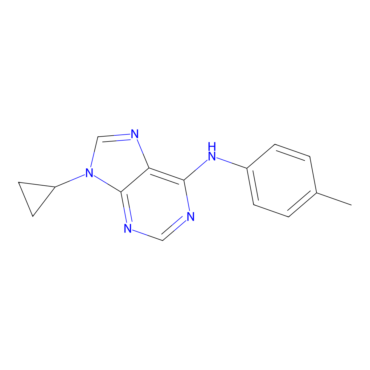 9-cyclopropyl-N-(4-methylphenyl)-9H-purin-6-amine molecular structure, CAS 2640934-30-9