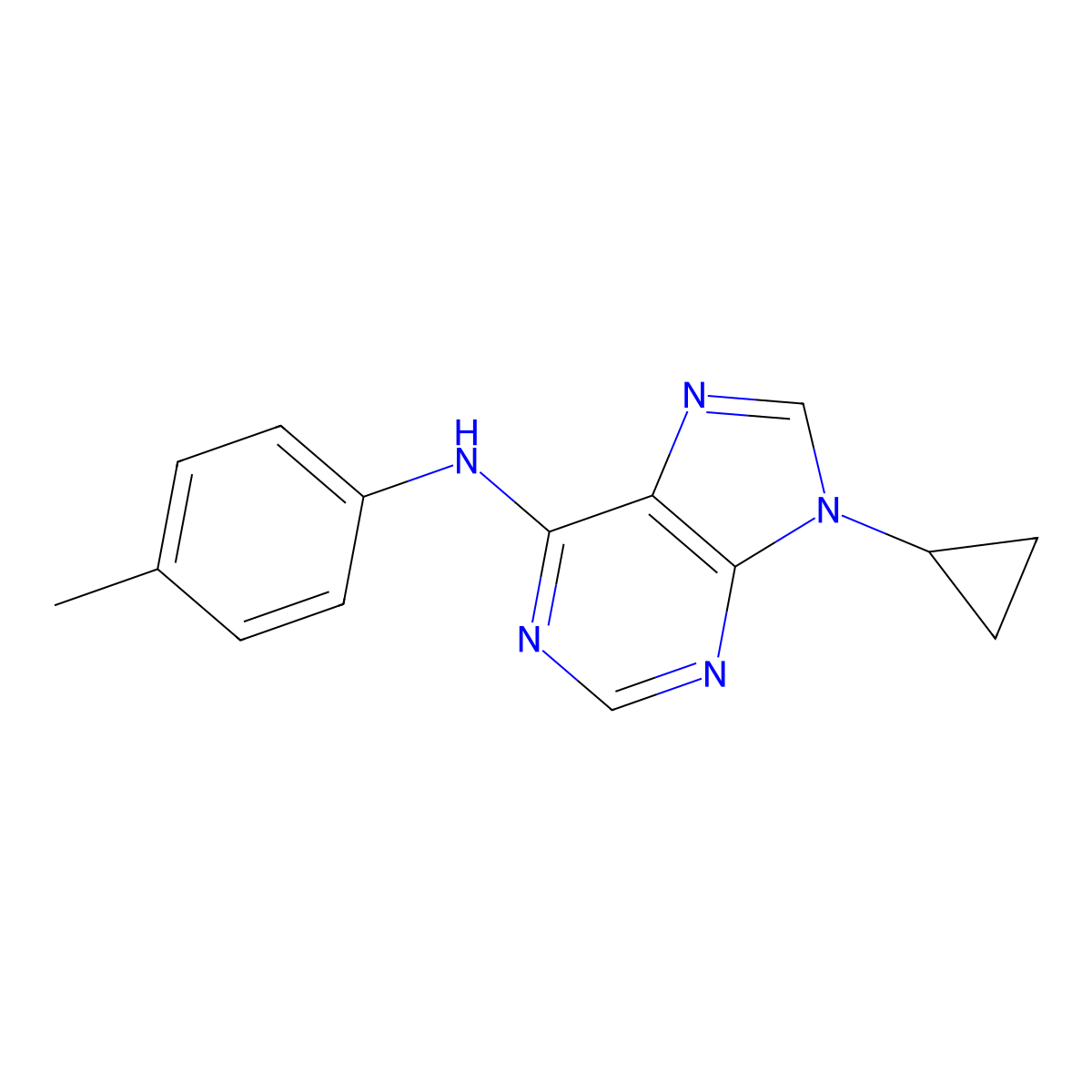9-cyclopropyl-N-(4-methylphenyl)-9H-purin-6-amine molecular structure, CAS 2640934-30-9