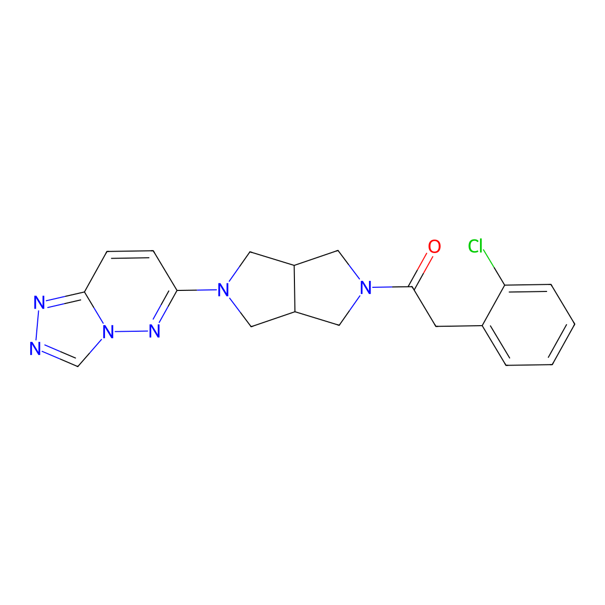2-(2-Chlorophenyl)-1-(5-{[1,2,4]triazolo[4,3-b]pyridazin-6-yl}-octahydropyrrolo[3,4-c]pyrrol-2-yl)ethan-1-one molecular structure, CAS 2640934-31-0