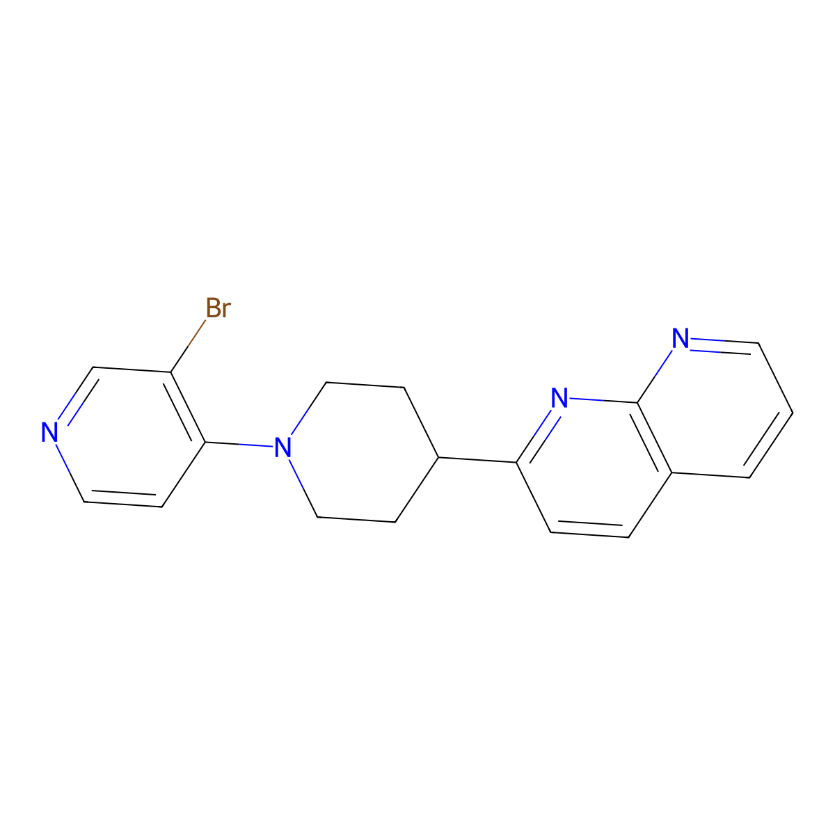 2-[1-(3-Bromopyridin-4-yl)piperidin-4-yl]-1,8-naphthyridine molecular structure, CAS 2640934-32-1