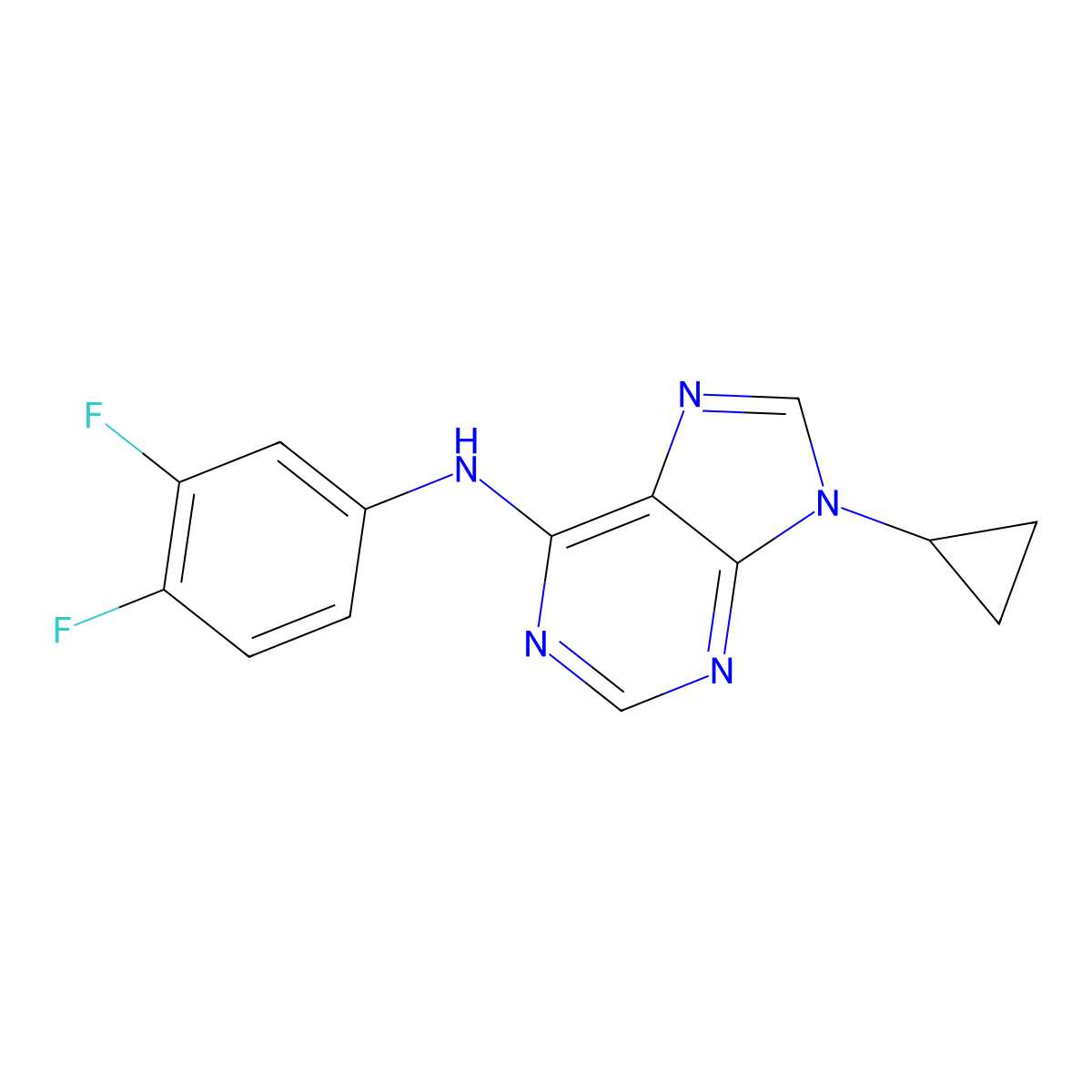 9-cyclopropyl-N-(3,4-difluorophenyl)-9H-purin-6-amine molecular structure, CAS 2640934-35-4