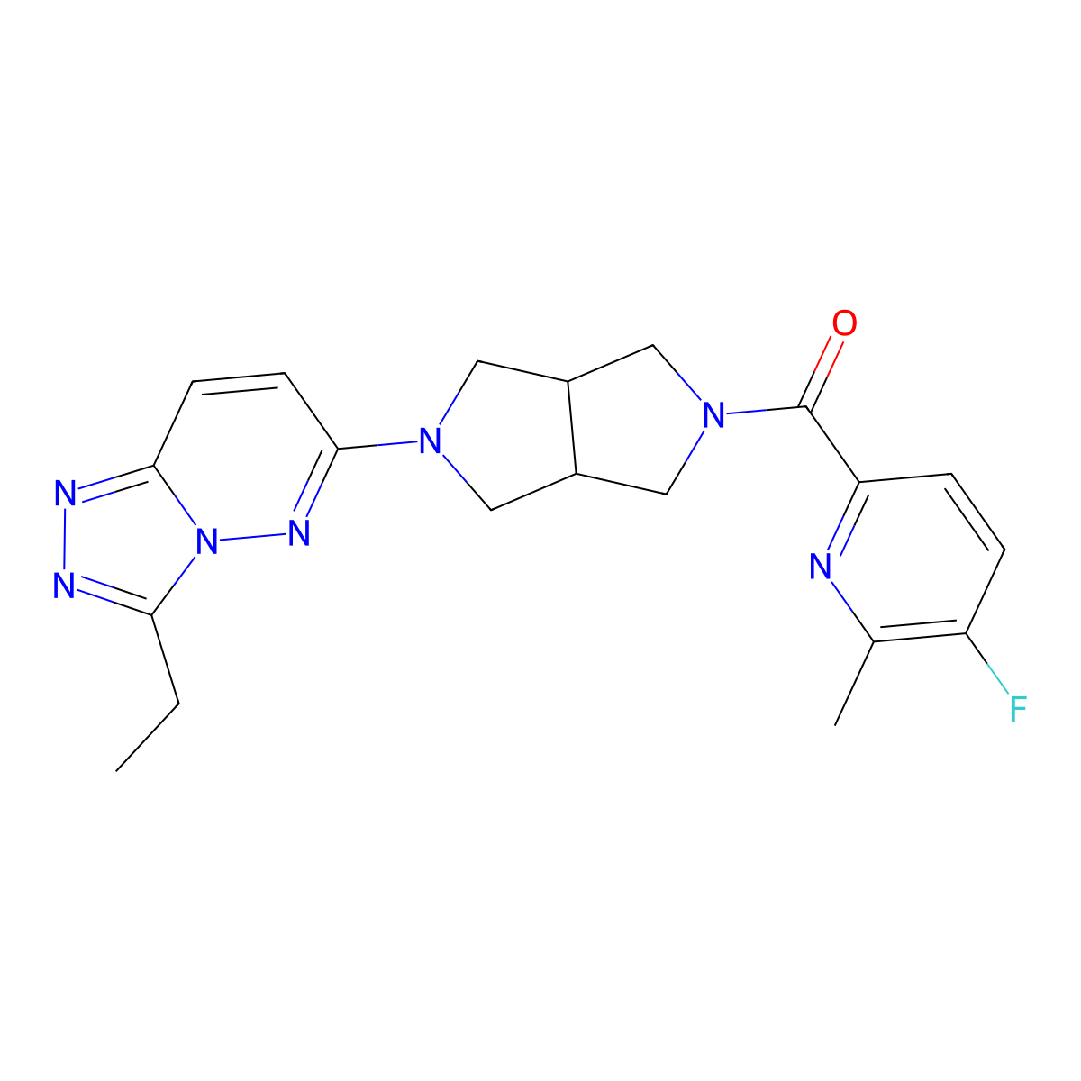 6-(5-{3-Ethyl-[1,2,4]triazolo[4,3-b]pyridazin-6-yl}-octahydropyrrolo[3,4-c]pyrrole-2-carbonyl)-3-fluoro-2-methylpyridine molecular structure, CAS 2640934-37-6