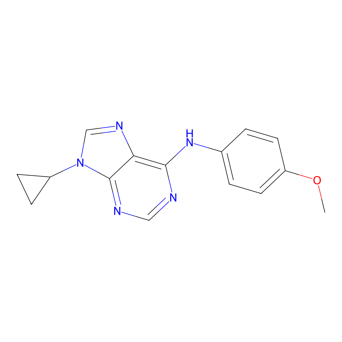 9-cyclopropyl-N-(4-methoxyphenyl)-9H-purin-6-amine molecular structure, CAS 2640934-44-5