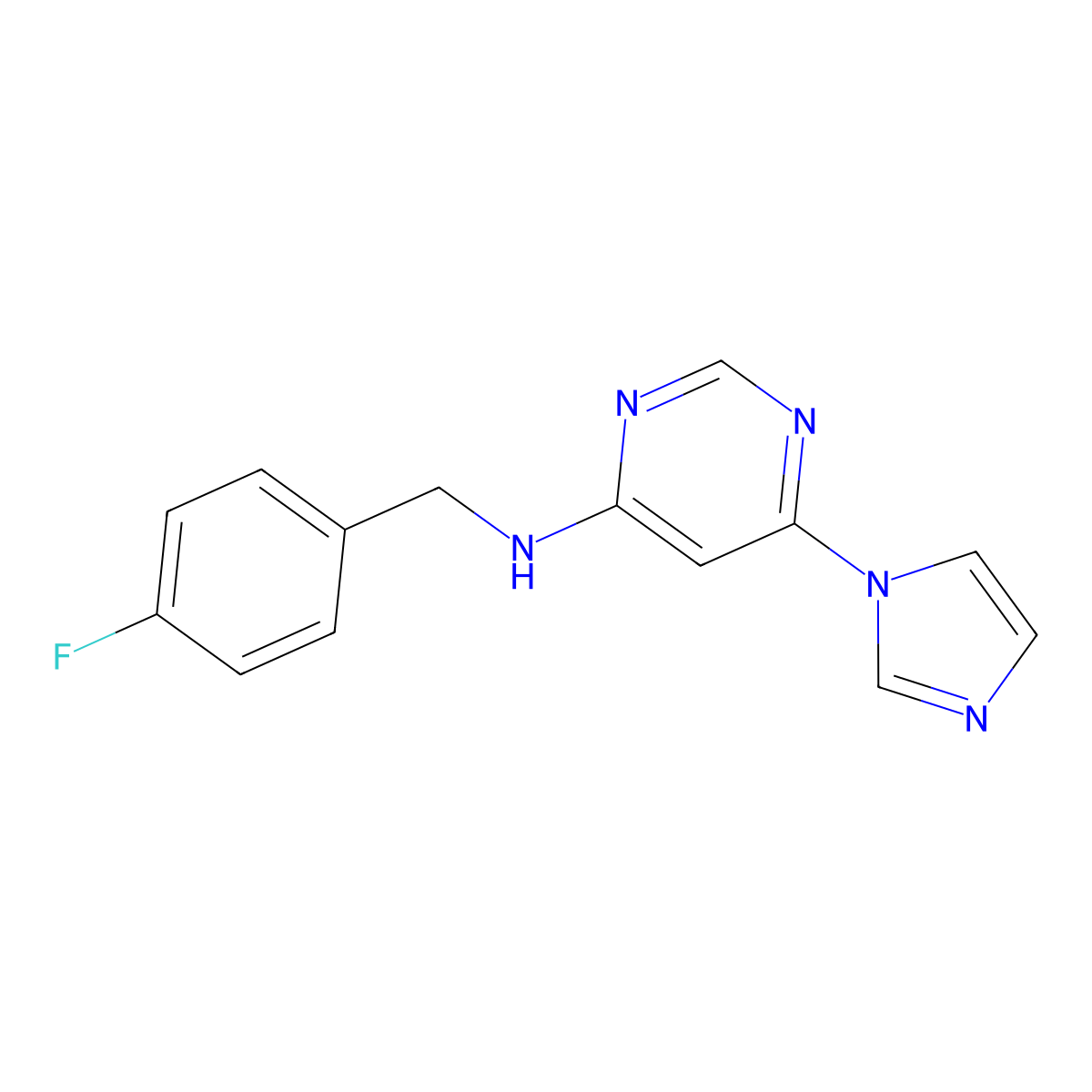 N-[(4-fluorophenyl)methyl]-6-(1H-imidazol-1-yl)pyrimidin-4-amine molecular structure, CAS 2640934-46-7