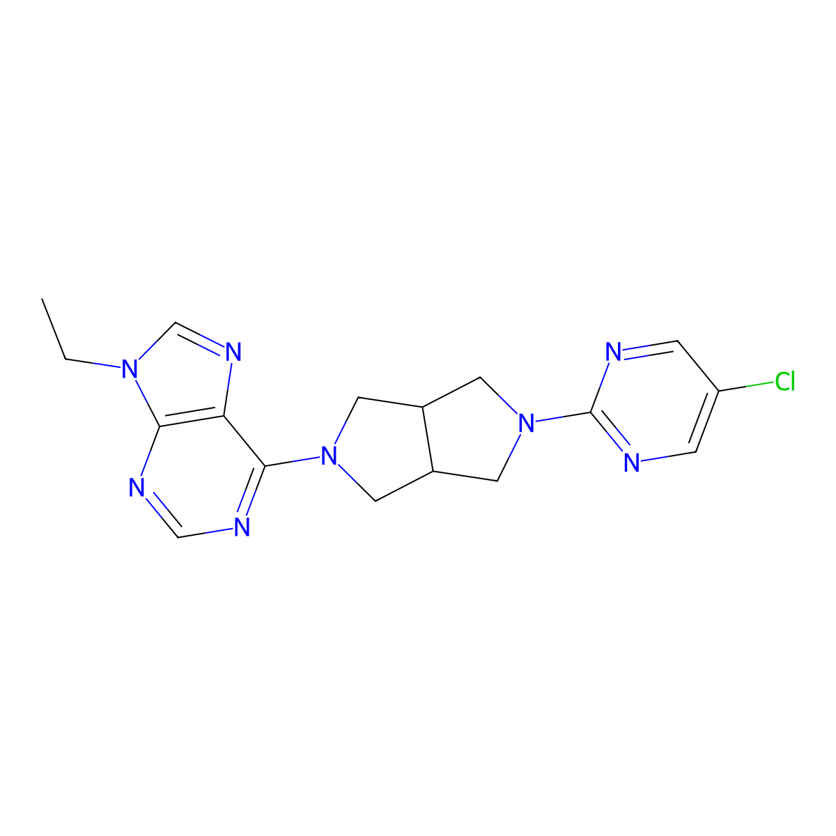 6-[5-(5-chloropyrimidin-2-yl)-octahydropyrrolo[3,4-c]pyrrol-2-yl]-9-ethyl-9H-purine molecular structure, CAS 2640934-60-5