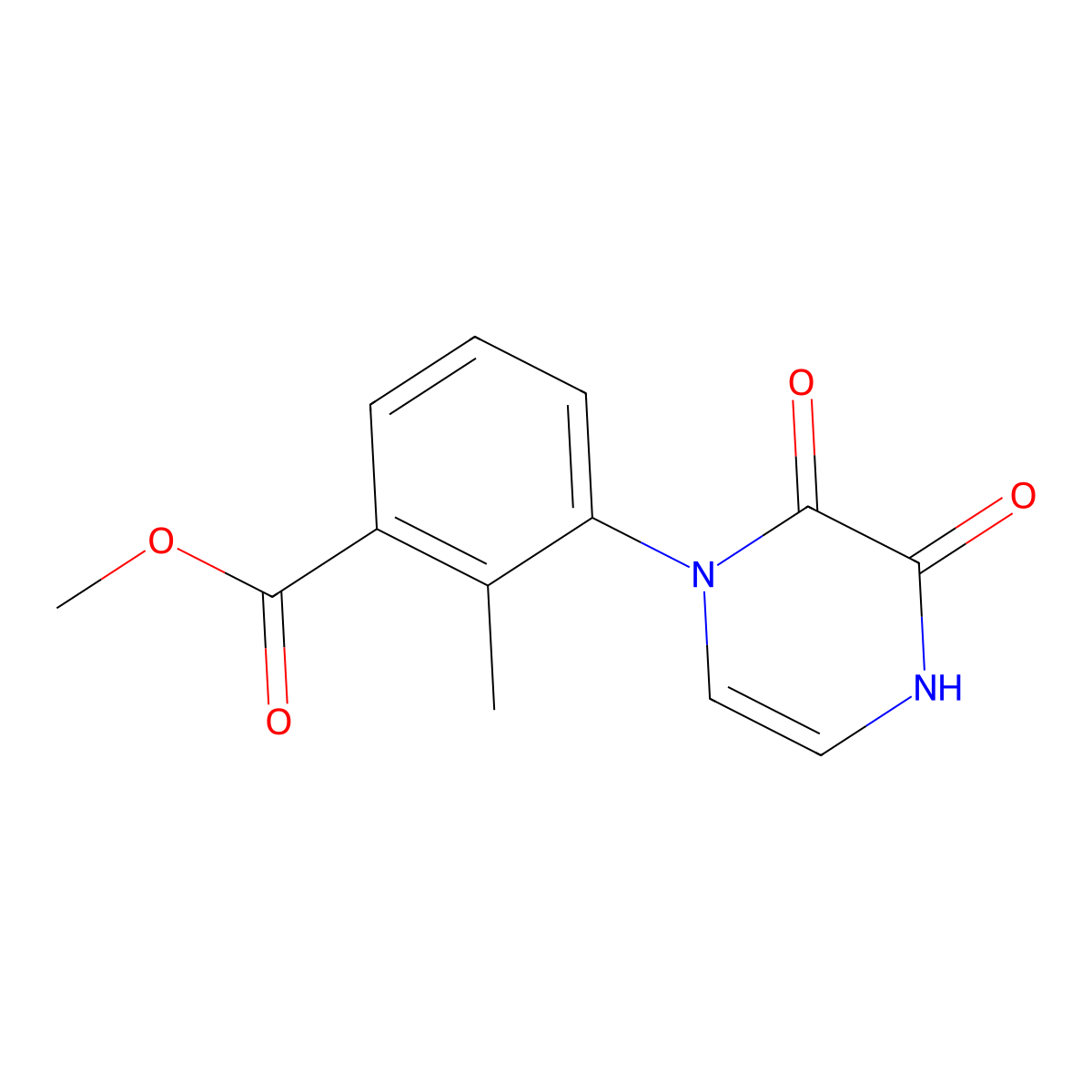 Methyl 3-(2,3-dioxo-1,2,3,4-tetrahydropyrazin-1-yl)-2-methylbenzoate molecular structure, CAS 2640934-65-0