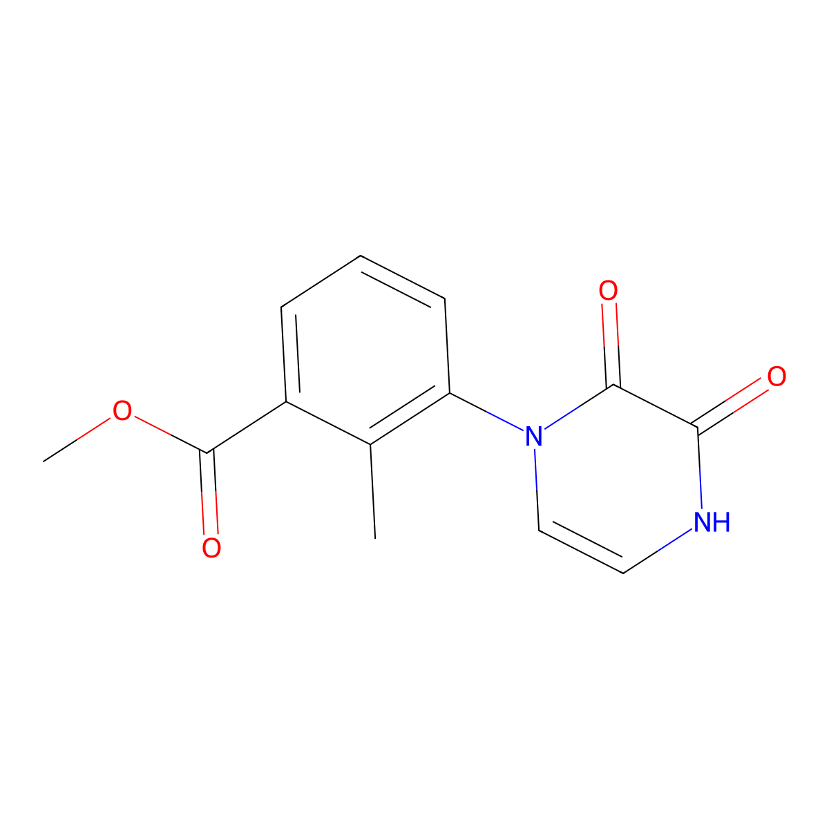 Methyl 3-(2,3-dioxo-1,2,3,4-tetrahydropyrazin-1-yl)-2-methylbenzoate molecular structure, CAS 2640934-65-0